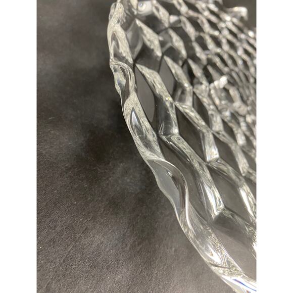 Fostoria American Clear 3-Toed Cake Plate -12" Stacked Cube Design 1940s Vintage - Picture 6 of 8